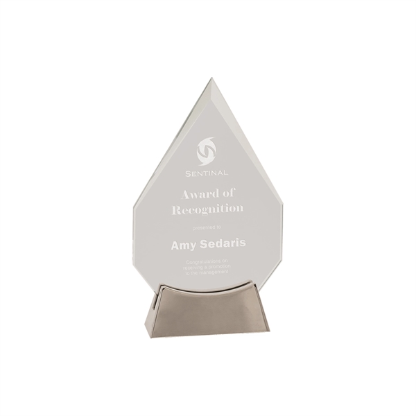 7 3/4" Clear Diamond Platinum Glass Award w/ Metal Base - 7 3/4" Clear Diamond Platinum Glass Award w/ Metal Base - Image 0 of 1