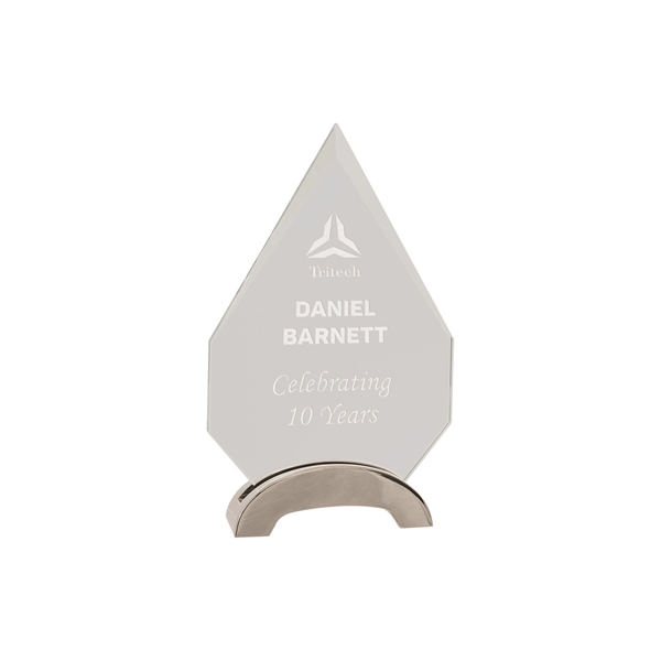 7 1/2" Clear Diamond Platinum Glass Award w/ Arch Metal Base - 7 1/2" Clear Diamond Platinum Glass Award w/ Arch Metal Base - Image 0 of 1