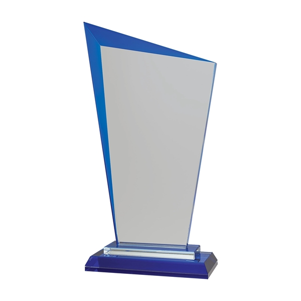 9 1/2" Blue Razor Glass Award - 9 1/2" Blue Razor Glass Award - Image 1 of 1