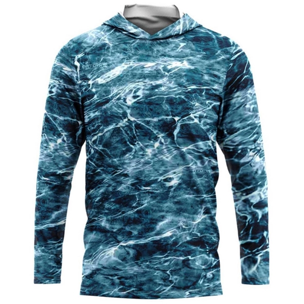 Mossy Oak® Men's Polyester Interlock Hooded T-Shirt UPF 50+ - Mossy Oak® Men's Polyester Interlock Hooded T-Shirt UPF 50+ - Image 1 of 3