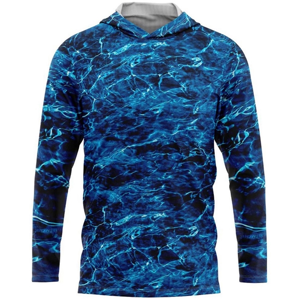 Mossy Oak® Men's Polyester Interlock Hooded T-Shirt UPF 50+ - Mossy Oak® Men's Polyester Interlock Hooded T-Shirt UPF 50+ - Image 3 of 3