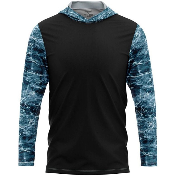Mossy Oak® Men's Polyester Interlock Hooded T-Shirt UPF 50+ - Mossy Oak® Men's Polyester Interlock Hooded T-Shirt UPF 50+ - Image 3 of 3