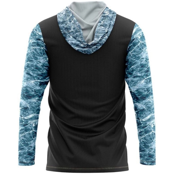 Mossy Oak® Men's Polyester Interlock Hooded T-Shirt UPF 50+ - Mossy Oak® Men's Polyester Interlock Hooded T-Shirt UPF 50+ - Image 2 of 3