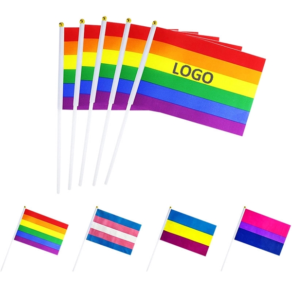 LGBT Rainbow Hand Waving Flag 8" x 6" Gay Pride - LGBT Rainbow Hand Waving Flag 8" x 6" Gay Pride - Image 0 of 3
