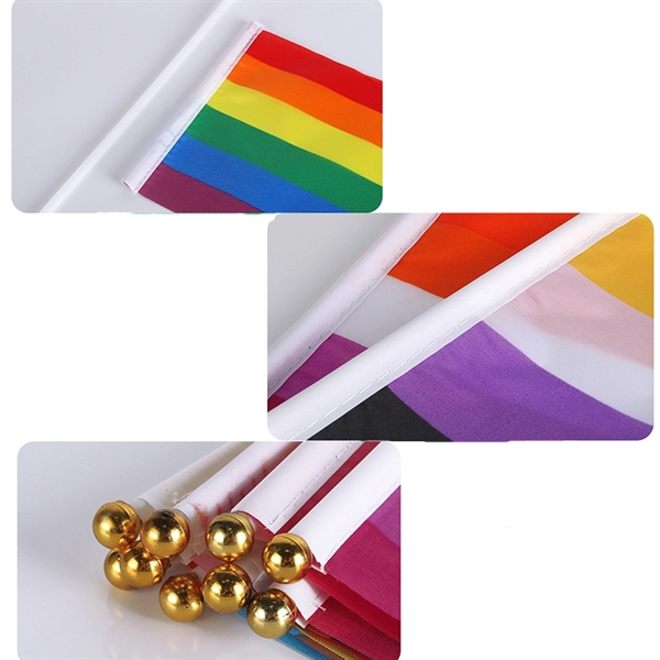 LGBT Rainbow Hand Waving Flag 8" x 6" Gay Pride - LGBT Rainbow Hand Waving Flag 8" x 6" Gay Pride - Image 1 of 3