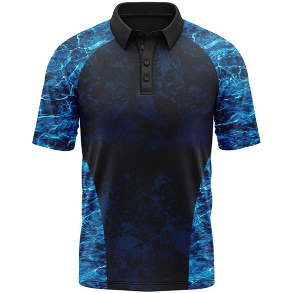 Mossy Oak® Men's Polyester Interlock Raglan Polo, UPF 50+ - Mossy Oak® Men's Polyester Interlock Raglan Polo, UPF 50+ - Image 5 of 6