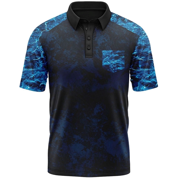 Mossy Oak® Men's Polyester Interlock Polo w/ Pocket, UPF 30+ - Mossy Oak® Men's Polyester Interlock Polo w/ Pocket, UPF 30+ - Image 1 of 6