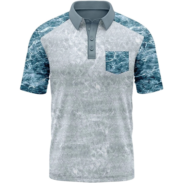 Mossy Oak® Men's Polyester Interlock Polo w/ Pocket, UPF 30+ - Mossy Oak® Men's Polyester Interlock Polo w/ Pocket, UPF 30+ - Image 5 of 6