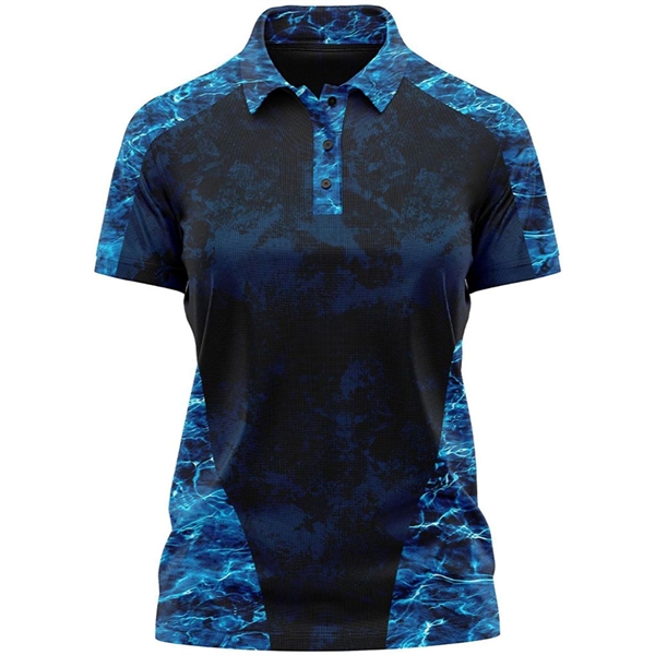 Mossy Oak® Women's Polyester Interlock Raglan Polo, UPF 50+ - Mossy Oak® Women's Polyester Interlock Raglan Polo, UPF 50+ - Image 3 of 6
