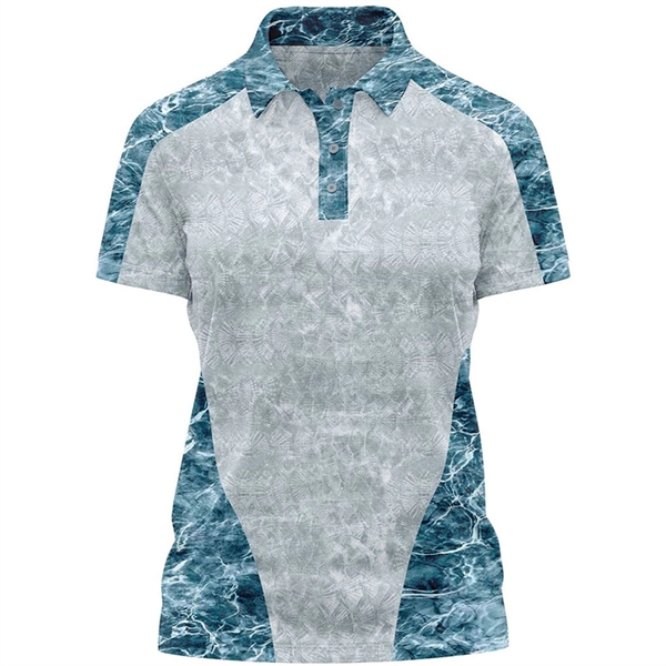 Mossy Oak® Women's Polyester Interlock Raglan Polo, UPF 50+ - Mossy Oak® Women's Polyester Interlock Raglan Polo, UPF 50+ - Image 5 of 6