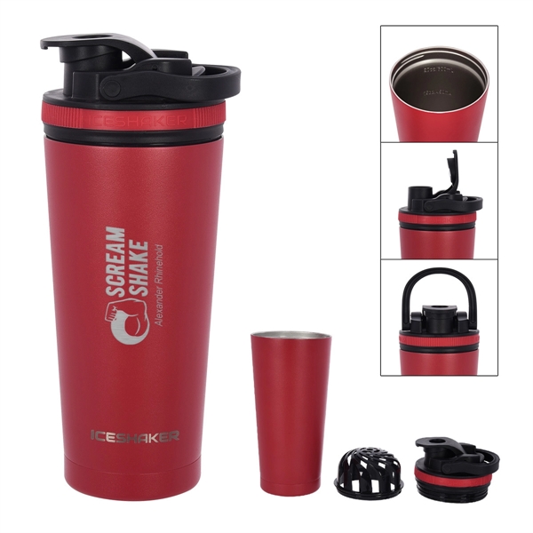 26 Oz. Stainless Steel Ice Shaker Promo Bottle - 26 Oz. Stainless Steel Ice Shaker Promo Bottle - Image 13 of 56