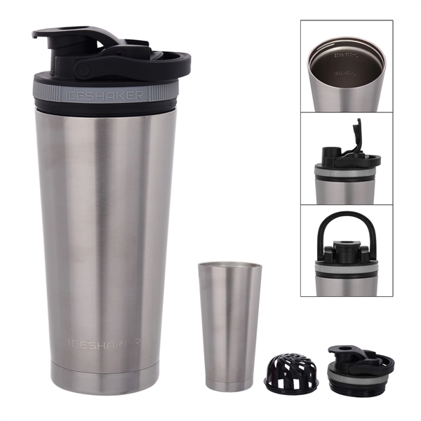 26 Oz. Stainless Steel Ice Shaker Promo Bottle - 26 Oz. Stainless Steel Ice Shaker Promo Bottle - Image 22 of 56
