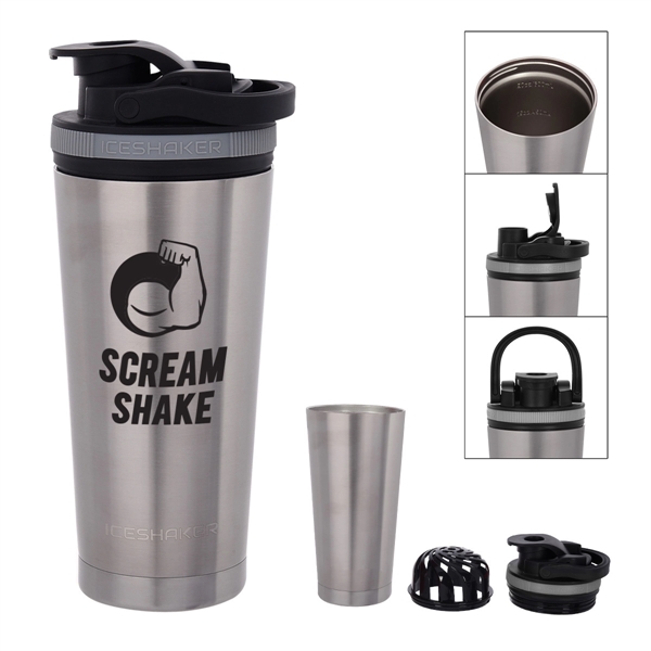 26 Oz. Stainless Steel Ice Shaker Promo Bottle - 26 Oz. Stainless Steel Ice Shaker Promo Bottle - Image 23 of 56