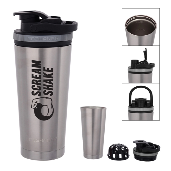 26 Oz. Stainless Steel Ice Shaker Promo Bottle - 26 Oz. Stainless Steel Ice Shaker Promo Bottle - Image 19 of 56