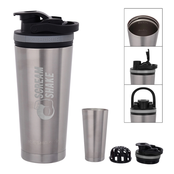 26 Oz. Stainless Steel Ice Shaker Promo Bottle - 26 Oz. Stainless Steel Ice Shaker Promo Bottle - Image 20 of 56
