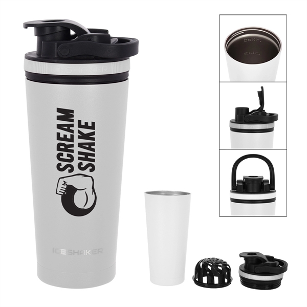 26 Oz. Stainless Steel Ice Shaker Promo Bottle - 26 Oz. Stainless Steel Ice Shaker Promo Bottle - Image 28 of 56