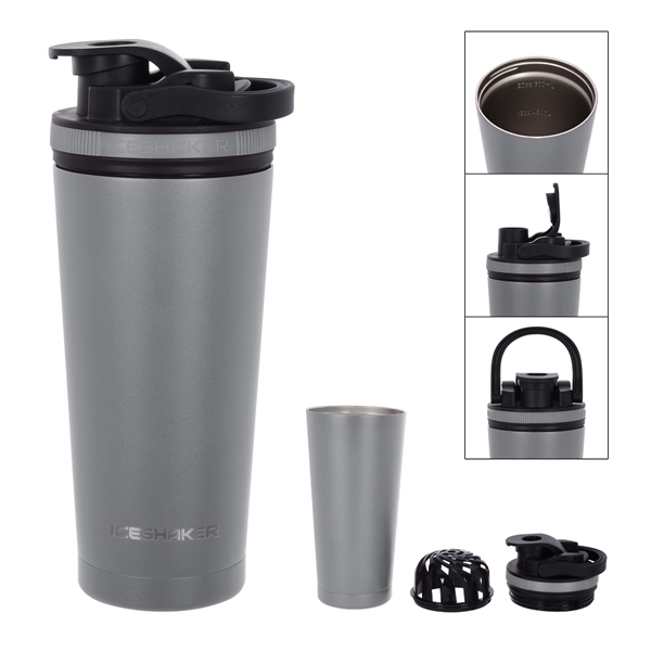 26 Oz. Stainless Steel Ice Shaker Promo Bottle - 26 Oz. Stainless Steel Ice Shaker Promo Bottle - Image 41 of 56