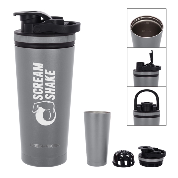 26 Oz. Stainless Steel Ice Shaker Promo Bottle - 26 Oz. Stainless Steel Ice Shaker Promo Bottle - Image 40 of 56