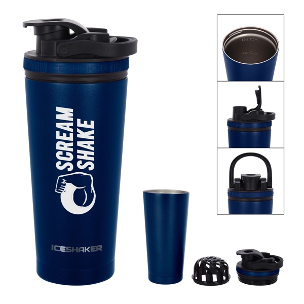 26 Oz. Stainless Steel Ice Shaker Promo Bottle - 26 Oz. Stainless Steel Ice Shaker Promo Bottle - Image 48 of 56