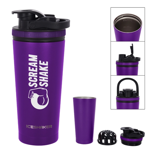 26 Oz. Stainless Steel Ice Shaker Promo Bottle - 26 Oz. Stainless Steel Ice Shaker Promo Bottle - Image 53 of 56