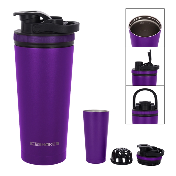26 Oz. Stainless Steel Ice Shaker Promo Bottle - 26 Oz. Stainless Steel Ice Shaker Promo Bottle - Image 54 of 56