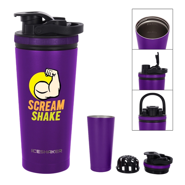 26 Oz. Stainless Steel Ice Shaker Promo Bottle - 26 Oz. Stainless Steel Ice Shaker Promo Bottle - Image 49 of 56