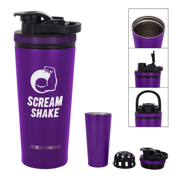 26 Oz. Stainless Steel Ice Shaker Promo Bottle - 26 Oz. Stainless Steel Ice Shaker Promo Bottle - Image 50 of 56