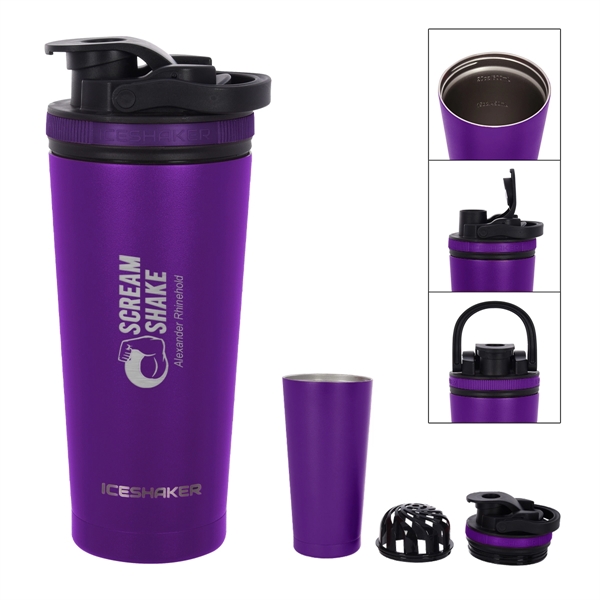 26 Oz. Stainless Steel Ice Shaker Promo Bottle - 26 Oz. Stainless Steel Ice Shaker Promo Bottle - Image 52 of 56