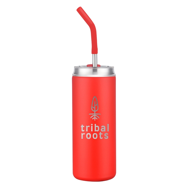 20 oz Stainless Steel Tumbler with Silicone Straw - 20 oz Stainless Steel Tumbler with Silicone Straw - Image 3 of 5