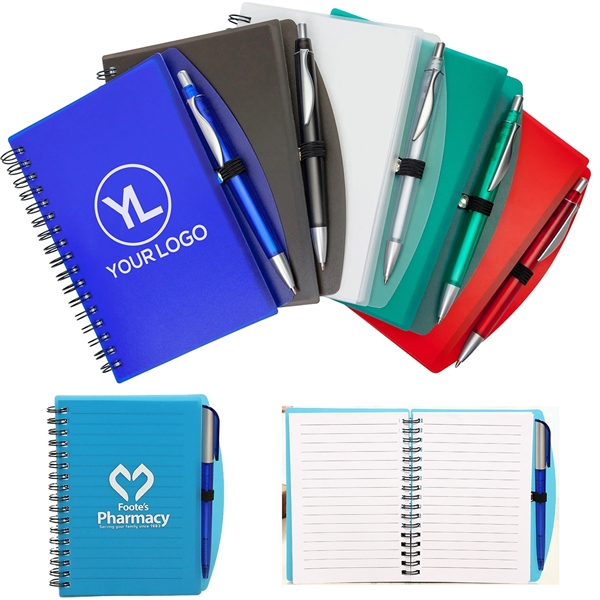 MOQ500 5"x7" Cover Spiral Notebook w/Pen - MOQ500 5"x7" Cover Spiral Notebook w/Pen - Image 0 of 0
