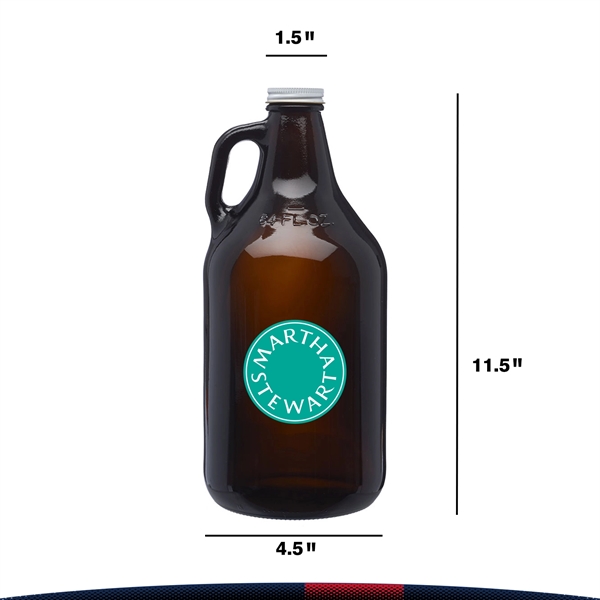 64 oz. Amber Glass Beer Growlers - 64 oz. Amber Glass Beer Growlers - Image 2 of 3