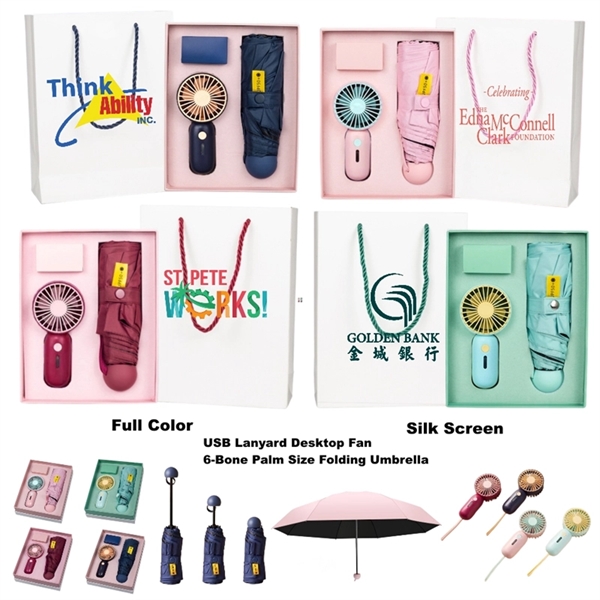 USB Handheld Fan Folding Uv Umbrellas Summer Gift Box - USB Handheld Fan Folding Uv Umbrellas Summer Gift Box - Image 0 of 7