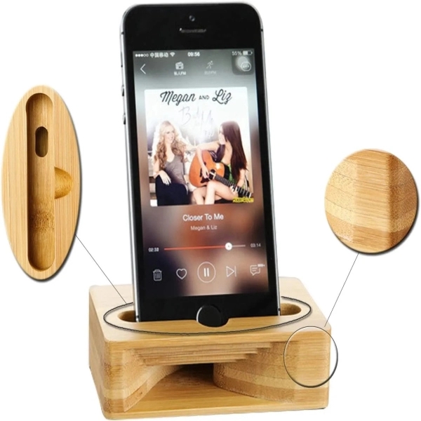 Eco-Friendly Bamboo Phone Holder Sound Amplifier - Eco-Friendly Bamboo Phone Holder Sound Amplifier - Image 1 of 3