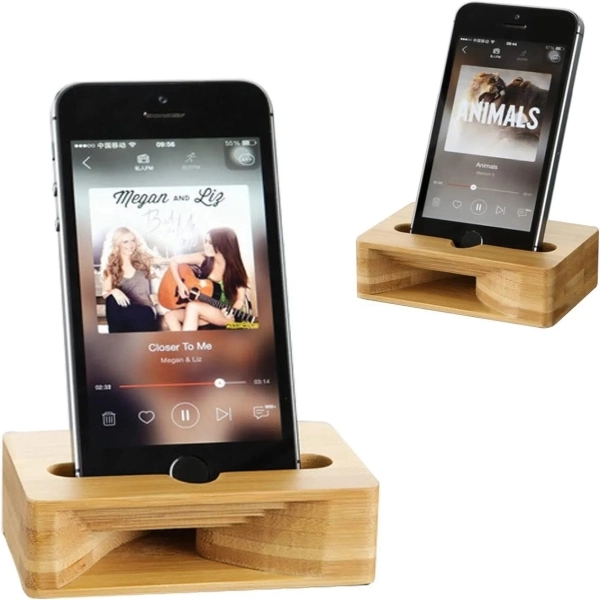 Eco-Friendly Bamboo Phone Holder Sound Amplifier - Eco-Friendly Bamboo Phone Holder Sound Amplifier - Image 2 of 3