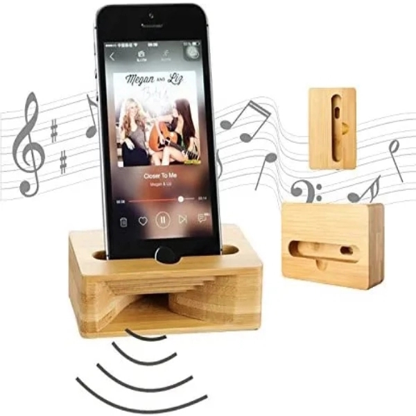 Eco-Friendly Bamboo Phone Holder Sound Amplifier - Eco-Friendly Bamboo Phone Holder Sound Amplifier - Image 3 of 3