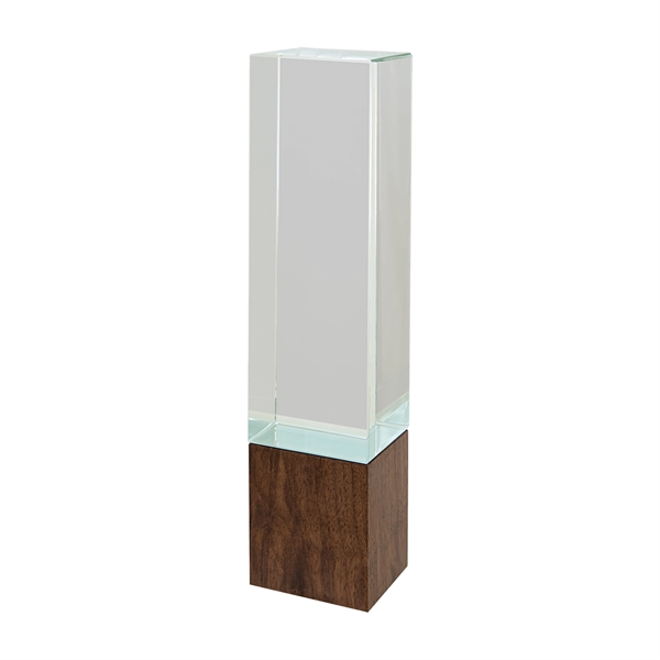 9 3/4" Rectangle Sierra Glass Award with Walnut Base - 9 3/4" Rectangle Sierra Glass Award with Walnut Base - Image 1 of 1