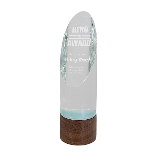 9 3/4" Cylinder Sierra Glass Award with Walnut Base - 9 3/4" Cylinder Sierra Glass Award with Walnut Base - Image 0 of 1