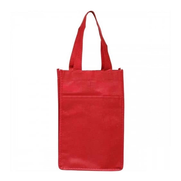 Carry On 2 Bottle Wine Tote Bag w/Pocket 12.9" x 8.6" x 4.3" - Carry On 2 Bottle Wine Tote Bag w/Pocket 12.9" x 8.6" x 4.3" - Image 3 of 3