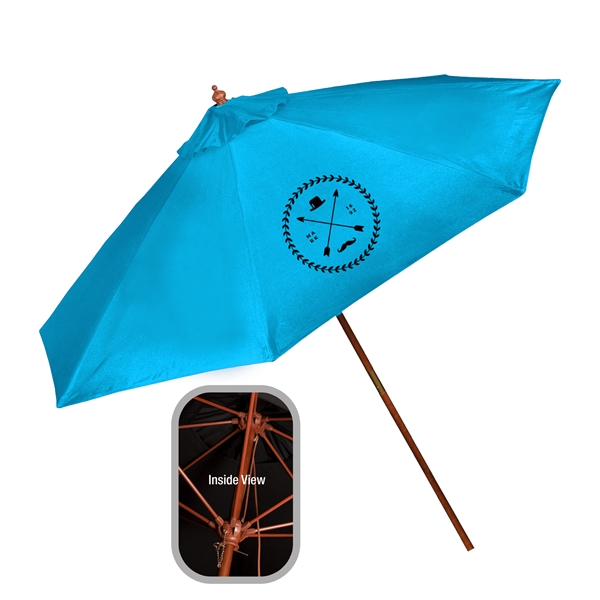 9' Wooden Polyester Market Umbrella - 9' Wooden Polyester Market Umbrella - Image 4 of 8