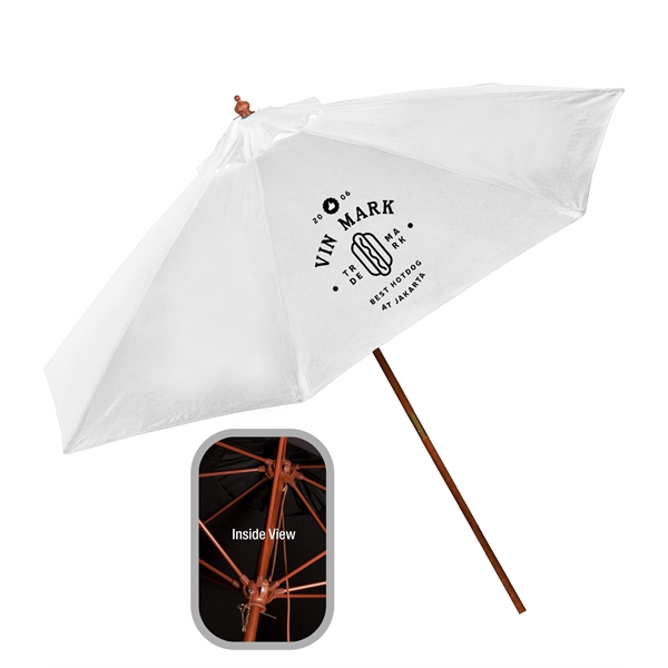 9' Wooden Polyester Market Umbrella - 9' Wooden Polyester Market Umbrella - Image 5 of 8