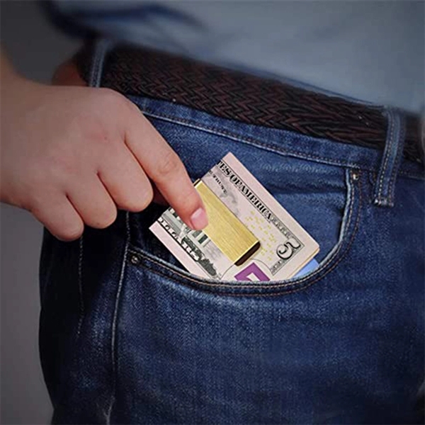 Stainless Steel Money Clips Card Holder Pocket Cash Wallet - Stainless Steel Money Clips Card Holder Pocket Cash Wallet - Image 2 of 3