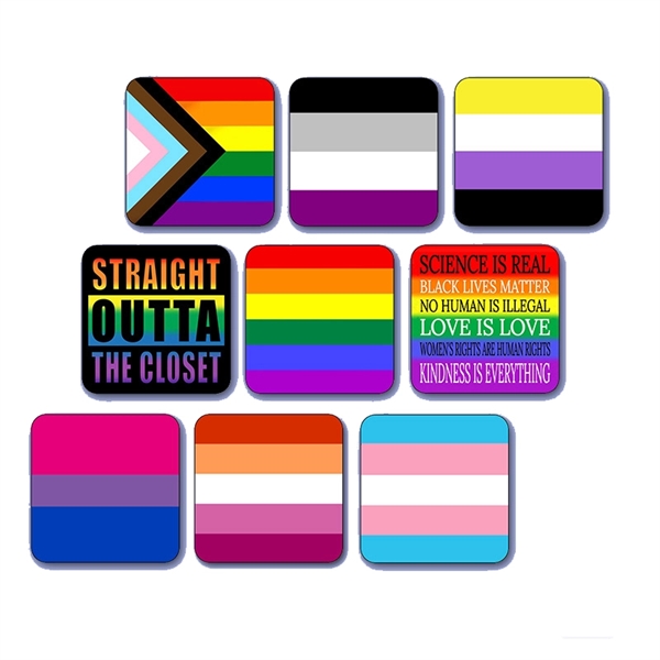 2" Square Shaped LGBT Badge Pin Pride Brooch Breastpiece - 2" Square Shaped LGBT Badge Pin Pride Brooch Breastpiece - Image 0 of 3