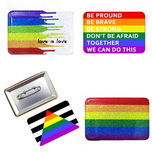 2" Square Shaped LGBT Badge Pin Pride Brooch Breastpiece - 2" Square Shaped LGBT Badge Pin Pride Brooch Breastpiece - Image 3 of 3