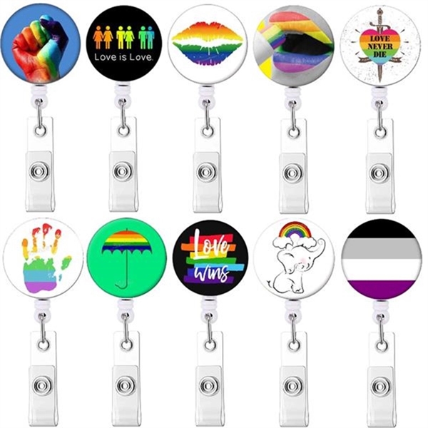 Retractable Alligator Clip Scroll LGBT Pride Badge Reels - Retractable Alligator Clip Scroll LGBT Pride Badge Reels - Image 2 of 3