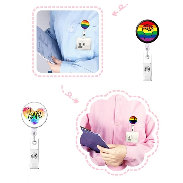 Retractable Alligator Clip Scroll LGBT Pride Badge Reels - Retractable Alligator Clip Scroll LGBT Pride Badge Reels - Image 3 of 3