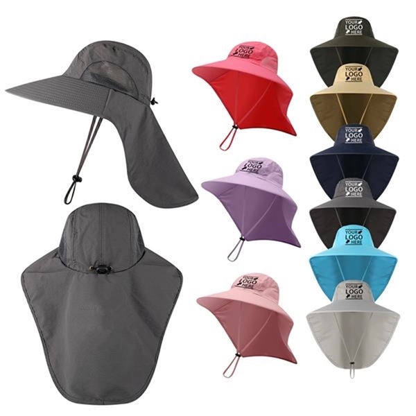 Outdoor Wide Brim Fishing Sun Hat with Neck Flap - Outdoor Wide Brim Fishing Sun Hat with Neck Flap - Image 0 of 5