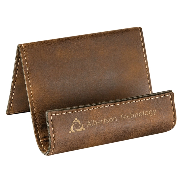3 1/2" x 2 1/2" Laserable Leatherette Holder Easel - 3 1/2" x 2 1/2" Laserable Leatherette Holder Easel - Image 0 of 4