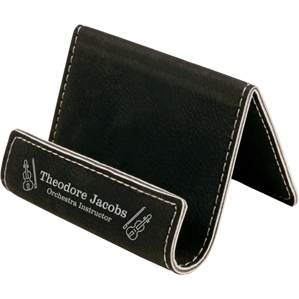 3 1/2" x 2 1/2" Laserable Leatherette Holder Easel - 3 1/2" x 2 1/2" Laserable Leatherette Holder Easel - Image 1 of 4
