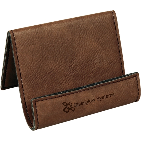 3 1/2" x 2 1/2" Laserable Leatherette Holder Easel - 3 1/2" x 2 1/2" Laserable Leatherette Holder Easel - Image 2 of 4