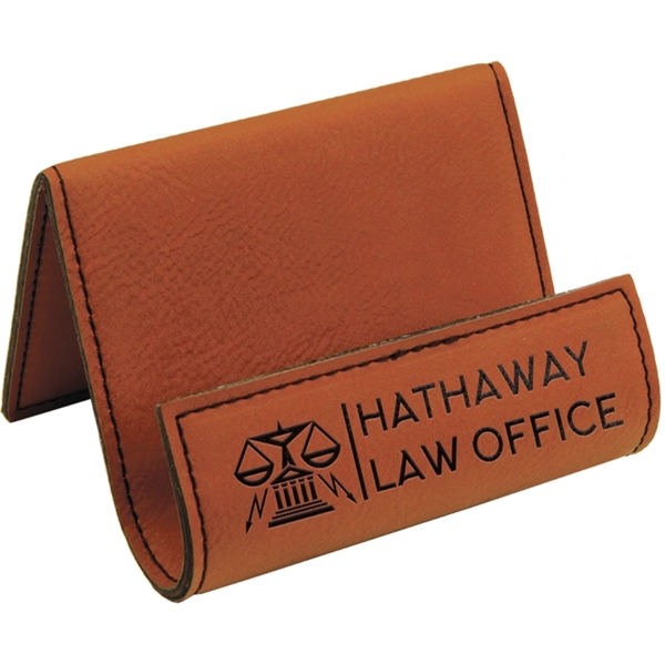 3 1/2" x 2 1/2" Laserable Leatherette Holder Easel - 3 1/2" x 2 1/2" Laserable Leatherette Holder Easel - Image 3 of 4